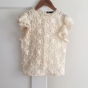 Zara lace cream cropped top S